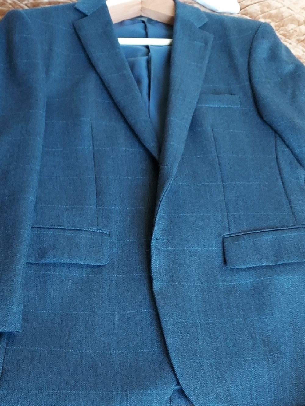Mens Pronto Uomo Lambswool Navy Windowpane Sport Coat Blazer Size 43 Regular